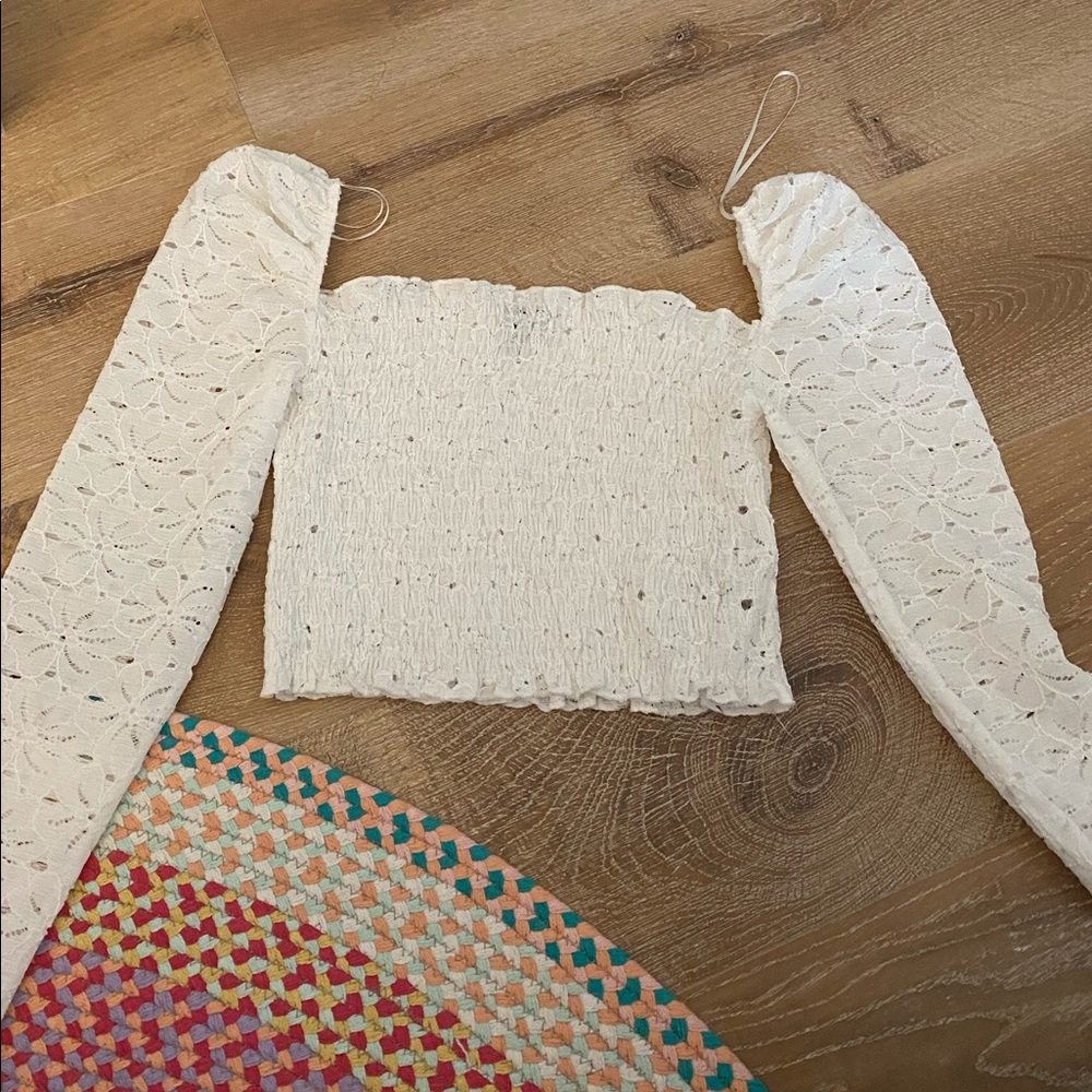 Topshop White Laced Crop Top (never worn)